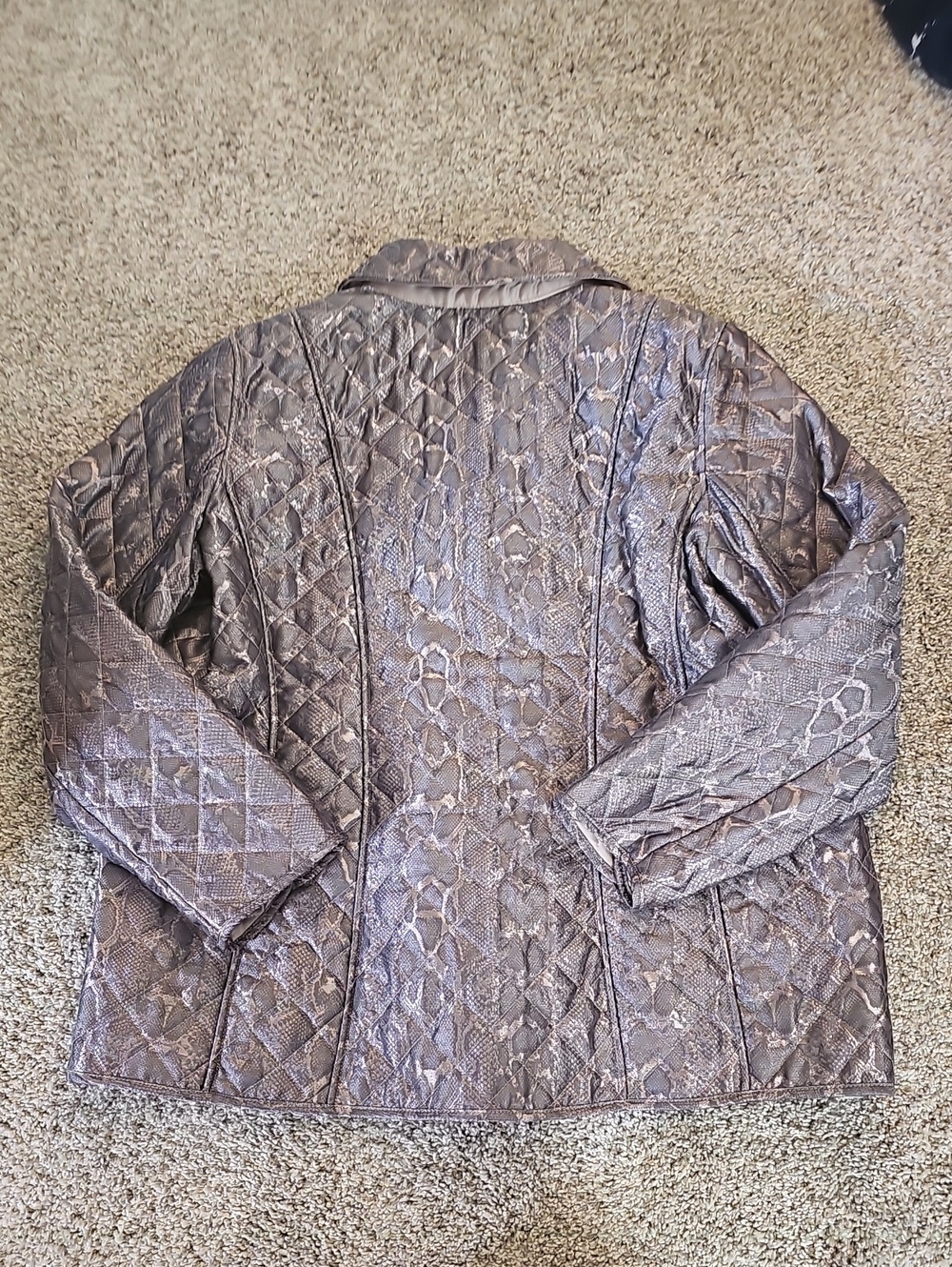 NWT Chico's Women's Quilted Metallic Python Snake Print Jacket - Picture 9 of 13